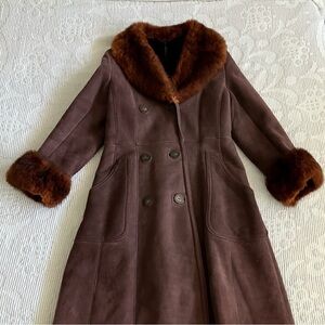 Women's Brown Genuine Fur and Shearling Coat